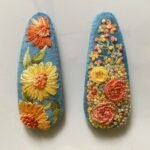 Handcrafted embroidered flowers, hair clip