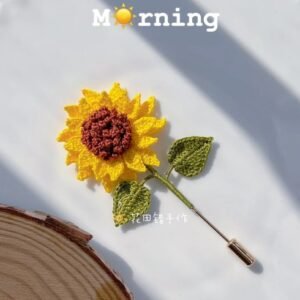 Crocheted Sunflower Brooch