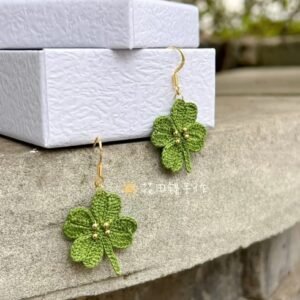 Crocheted Four-leaf Clover Earrings