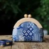 Patchwork style wood cosmetic bag