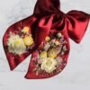 Rose embroidery hair bow