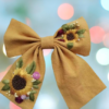 embroidery sunflower Hair Bow