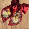 Rose embroidery hair bow